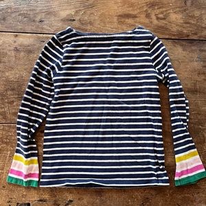 Mini Boden Striped Long Sleeve Shirt with colored striped cuffs size 7-8